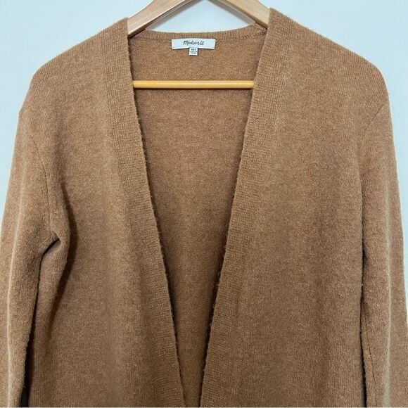 Madewell Sweater Cardigan Womens XXS Brown Knit Open Front Slits Wool Blend - Picture 2 of 13